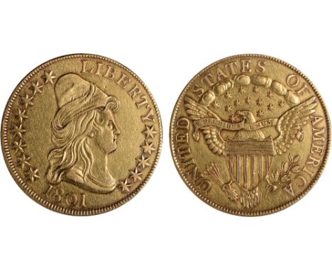 Foreign Coins, USA, 10 dollars, 1801, Liberty head r., rev. eagle with shield on breast, a couple of tiny scratches below B o