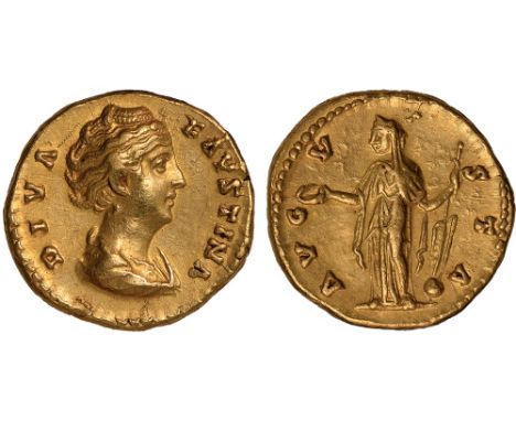 Ancient Coins, Roman, Faustina I, wife of Antoninus Pius (AD 138-161), aureus, DIVA FAVSTINA, draped head r., rev. AVGVSTA, F