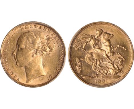 British Coins, Victoria, sovereign, 1880/70, B of BP very small, WW incomplete, buried in narrow truncation, horse with long 