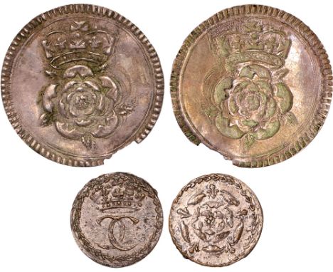 British Medals, Charles II, Coronation 1661, silver jeton, crowned interlinked Cs, rev. stylised rose, 14mm. (MI.477/85); ano