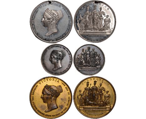 British Medals, Victoria, Coronation 1838, a group of three medals, by (?) W. J. Taylor or J. Davis, unsigned, gilt-copper, 4