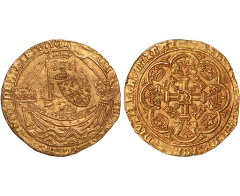 British Coins, Richard II (1377-1399), noble, type IB, London, without French title, king with sword and shield stg. facing i