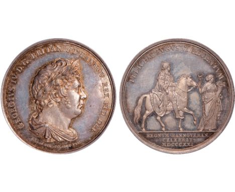 World Medals, Germany, George IV, Coronation / Visit to Hannover, 1821, silver medal, by Karl Friedrich Voigt for G. Loos, la