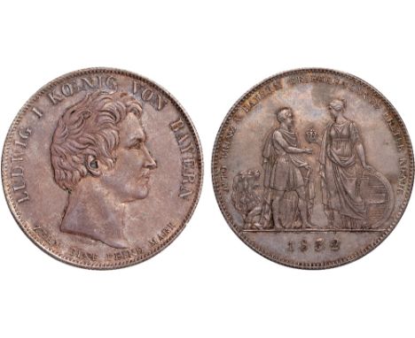 Foreign Coins, Germany, Bavaria, Ludwig I, thaler, 1832, Prince Otto Becomes First King of Greece, bare head r., rev. Otto re