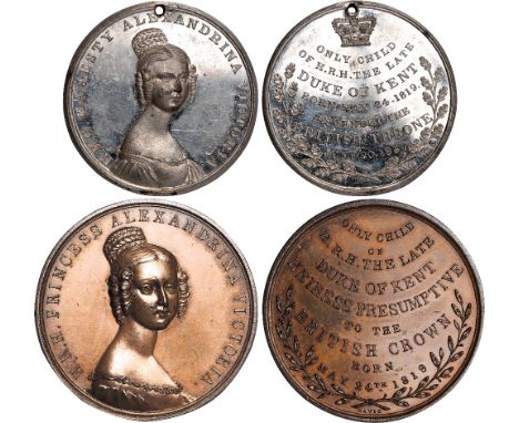 British Medals, Princess Victoria, Her Majority 1837, copper medal, by J. Davis, draped bust r., but turned to facing, hair i