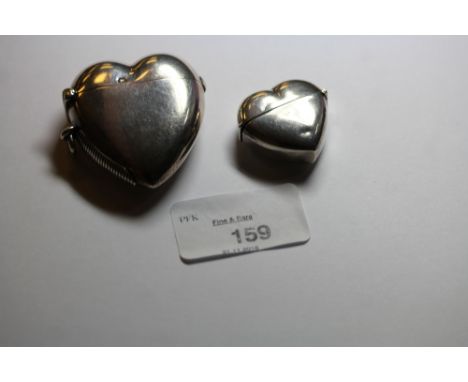 Two heart shaped silver boxes - late Victorian vesta vase, Sheffield 1897 and an Edwardian fabric lined trinket box, Birmingh