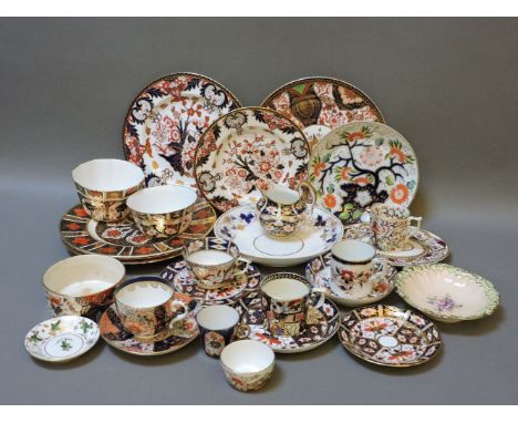 A collection of modern Royal Crown Derby, earlier Derby items, including cups and saucers, and a quantity of plates