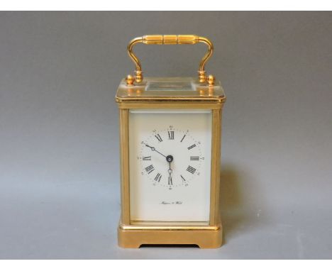 A modern Mappin & Webb brass carriage clock, 13.5cm