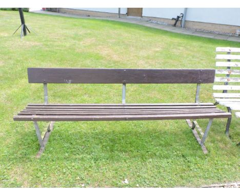 A slatted garden bench, 183cm wide