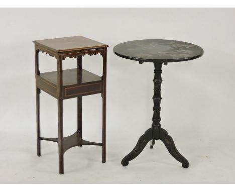 An Edwardian inlaid washstand, and a Japanese style tripod table