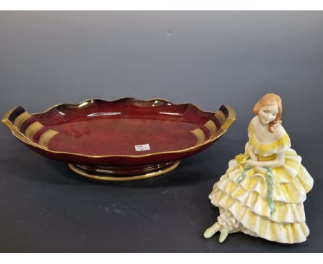 A ROYAL DOULTON FIGURE, HN 1503 TOGETHER WITH A CARLTON WARE ROUGE ROYALE OVAL DISH 