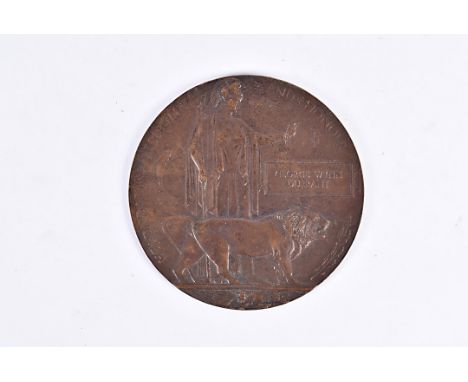 A WWI Memorial Plaque, awarded to George Wynn Durrant, Durrant was a Petty Officer Telegraphist in the Royal Navy who was kil