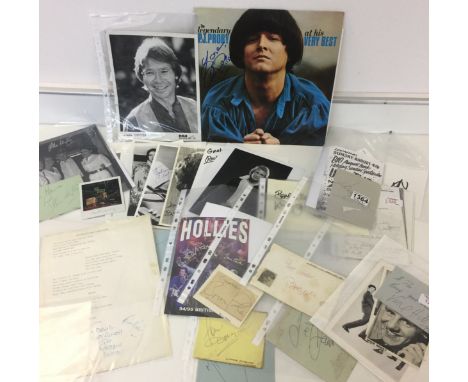 1960s POP MUSIC AUTOGRAPHS - 29x pieces of autographed memorabilia, including pages from autograph books, photographs and mor