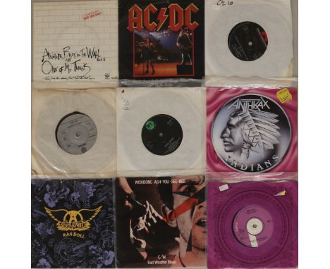7" - METAL/ROCK/PROG - Excellent collection of over 90 x 7". Artists/titles/cat. numbers include Iron Maiden - Sanctuary (EMI