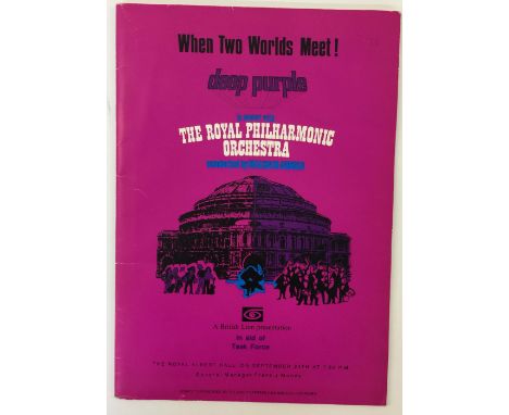 DEEP PURPLE PROGRAMME AND TICKET 1969 - To include 1x programme for Deep Purple's concert with the Royal Philharmonic Orchest