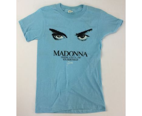 MADONNA 1987 CONCERT T-SHIRT WORN - A 1987 t-shirt from Madonna's show at Soldier Field, July 31st 1987, owned and worn by th