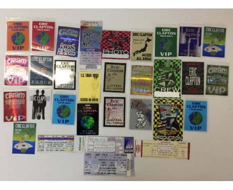 CLAPTON/CREAM AAA PASSES - Pack of 31x AAA / crew passes and ticket stubs for assorted Clapton / Cream concerts. Includes Cre