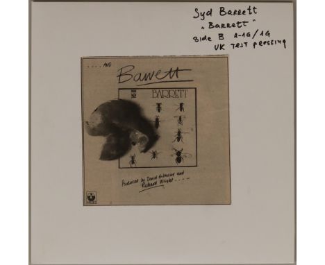 SYD BARRETT - BARRETT - SIDE 1 UK TEST PRESSING - A single sided test pressing of the pioneering 1970 LP (side 1, matrix SHSP