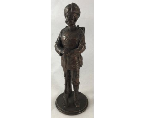 Military  Interest - English School, early 20th century, a 'bronzed' figure of British Army Sikh soldier, 22cm highFigures su