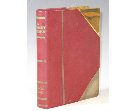 A novelty hidden spirit flask as a leather bound book, "A Pleasant Surprise" by James Dixon &amp; Sons, gilded faux pages and