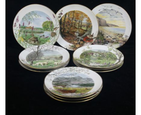 Peter Barrett for Royal Worcester, a set of 12 plates 1979 Franklin porcelain edition of Scenes of the English Countryside pr