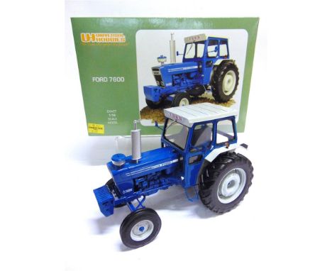 A 1/16 SCALE UNIVERSAL HOBBIES FORD 7600  blue and pale grey, mint or near mint, boxed.