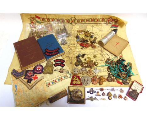 ASSORTED MILITARIA  comprising an R.A.F. sweetheart brooch; other sweetheart badges, lapel badges and tie pins; a 117 Eastern