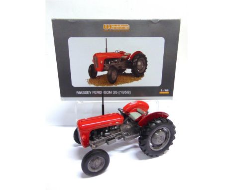 A 1/16 SCALE UNIVERSAL HOBBIES MASSEY FERGUSON 35 (1959)  red and grey, mint or near mint, boxed.