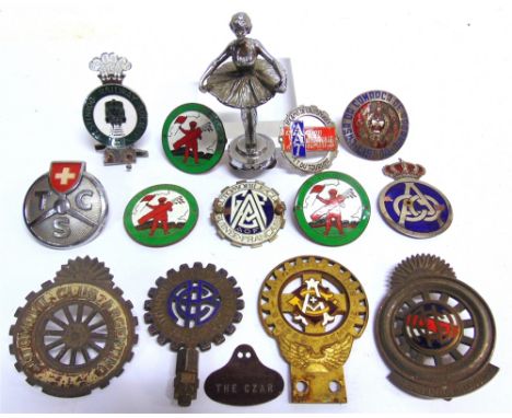 AUTOMOBILIA - THIRTEEN ASSORTED RADIATOR &amp; BAR BADGES  enamel and other, including those for the Automobile Club Suisse-S