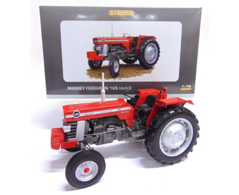 A 1/16 SCALE UNIVERSAL HOBBIES MASSEY FERGUSON 165 MK III  red and grey, mint or near mint, boxed.