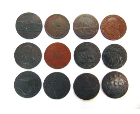 GREAT BRITAIN - TWELVE ASSORTED TOKENS  comprising a Birmingham Coining and Copper Company token, 1794; Spalding halfpenny, 1