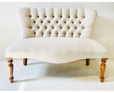 SOFA, Victorian style, neutral linen upholstery, 106cm x 80cm x 65cm.
