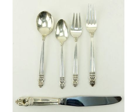 Seventy Two (72) Piece International Silver "Royal Danish" Sterling Silver Flatware. Circa 1939. Includes: 12 forks, 12 salad