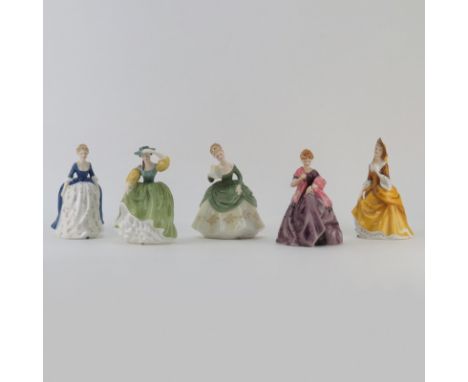 Group of Five (5) Royal Doulton Figurines. Includes: First Dance #3629, Soiree HN 2312, Sandra HN 2275, Buttercup HN 2309, Al