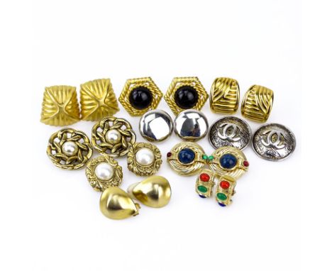 Lot of Ten (10) Pair Lady's Vintage Clip and Screw Back Costume Earrings. Various makers, some are signed. Good condition. La