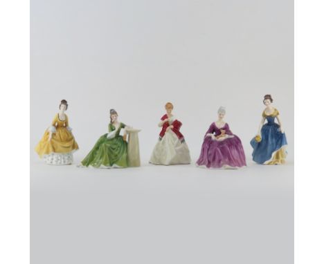 Group of Five (5) Royal Doulton Figurines. Includes: First Dance #3629, Secret Thoughts HN 2382, Melanie HN 2271, Charlotte H
