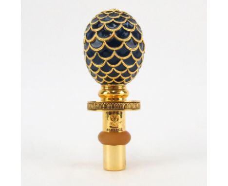 Modern German Faberge Gilt Metal and Enamel Bottle Stopper. Signed Faberge and Germany. As New condition with box (no lid). M