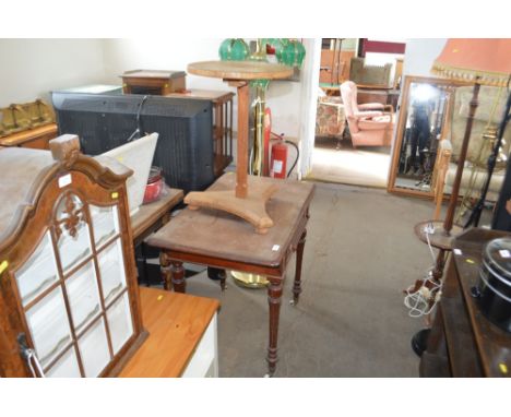 A late Victorian mahogany single drawer side table together with a tripod table 