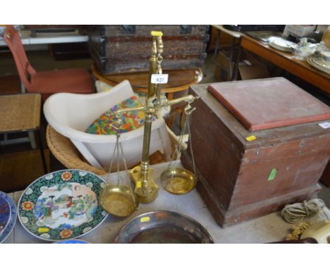 A set of brass balance scales