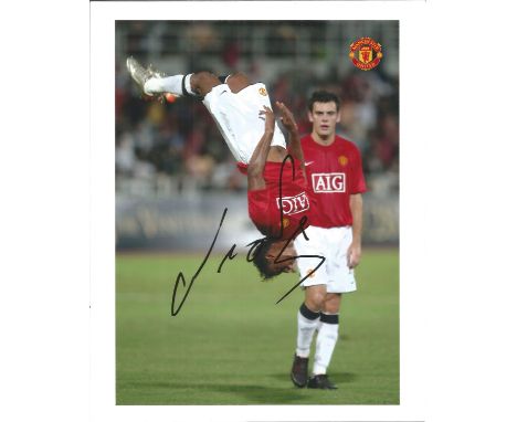 Football Nani 10x8 signed colour photo pictured celebrating while playing for Manchester United. Good Condition. All autograp