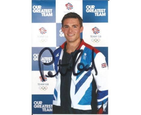 Pete Reed signed 6x4 colour photo. British triple gold medallist at the 2008, 2012 and 2016 Olympics. Good Condition. All aut