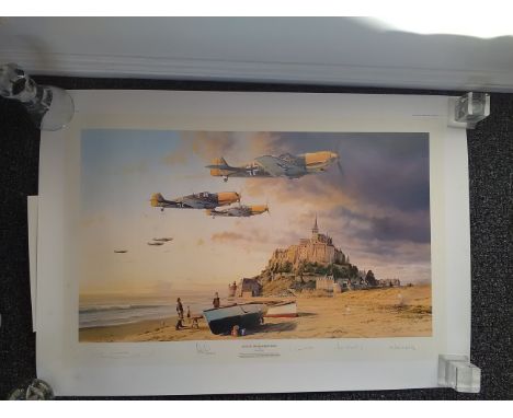 Aces over the Western Front multiple signed WW2 Robert Taylor print. 36 x 25 inches. Numbered 3/1250. The ancient Norman mona