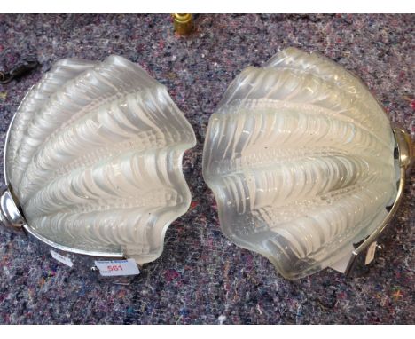 A PAIR OF ART DECO STYLE SHELL WALL LIGHTS