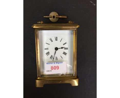 A FRENCH BRASS CARRIAGE CLOCK    C