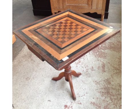 A CHESS TOP TRIPOD TABLE