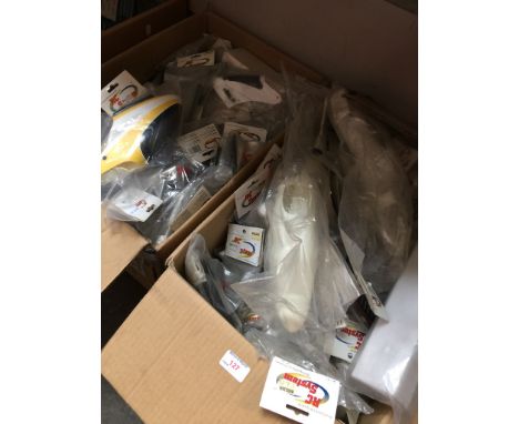 2 BOXES OF R/C PLANE/ HELICOPTER BODY PARTS & CARBON FIBRE PARTS