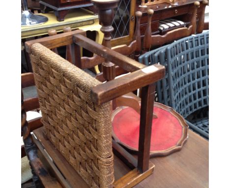 A TRIPOD TABLE AND RUSH STOOL AS FOUND