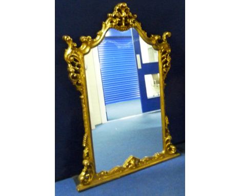 Large vintage wall mirror in the classical manner, the mirror plate flanked by acanthus scrolls, 150cm high x 100cm wide.