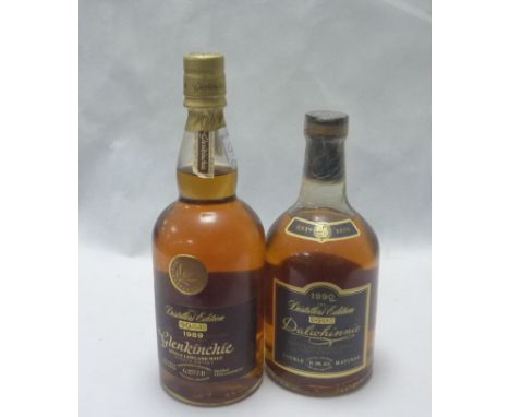 Two bottles of Distillers Edition double matured Scotch Whisky. Dalwhinnie 1990, Single Highland Malt, 70cl. Also Glenkinchie
