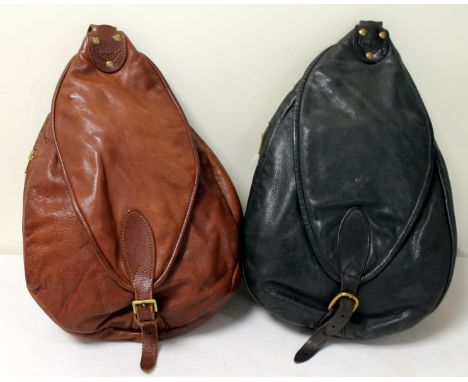 Two Australian vintage "Swags" leather cross body bags, one brown, the other black. (2) Provenance Rita Tushingham